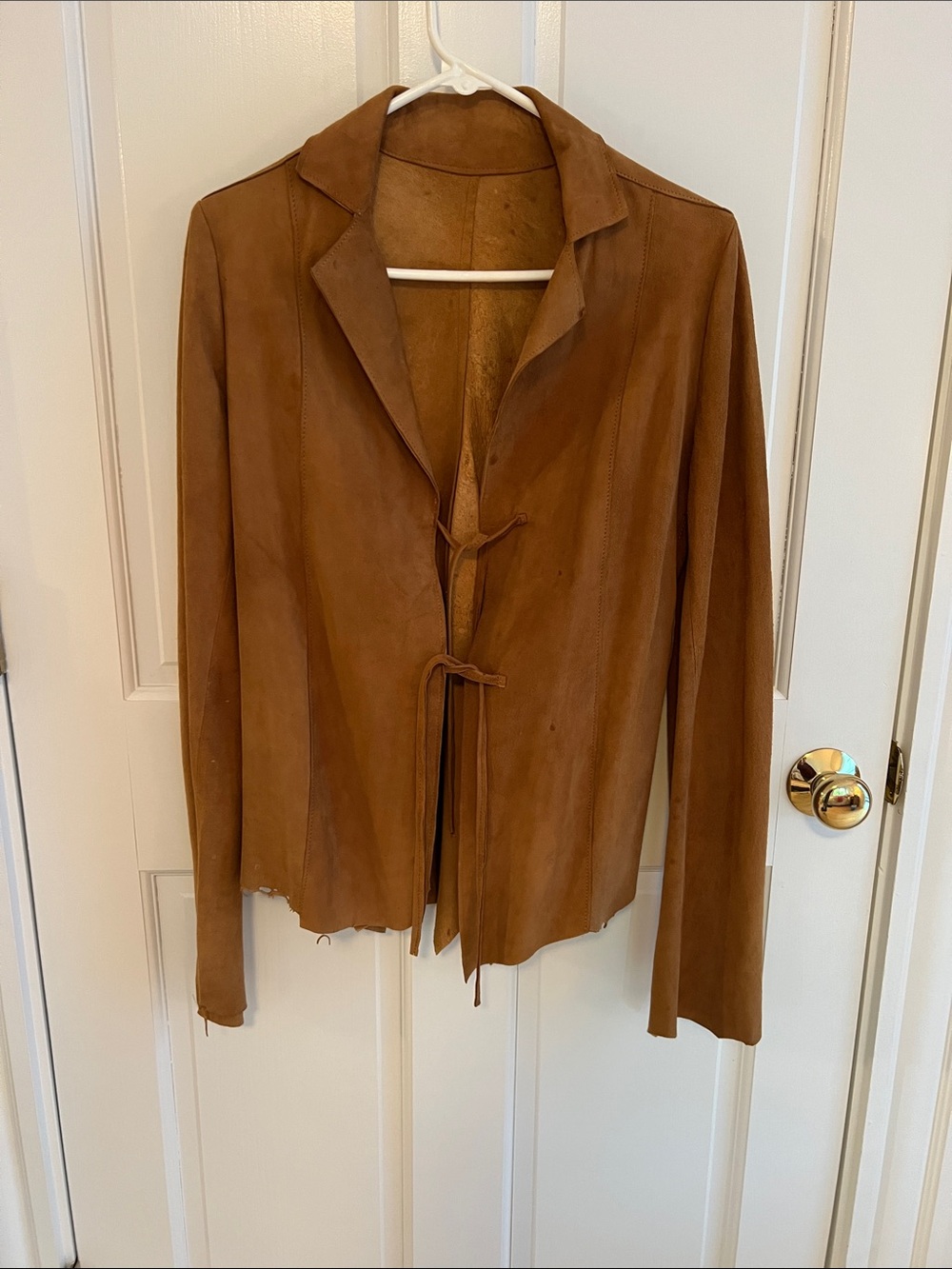 Brown Suede Tie-Front Women's Vera Pelle Jacket